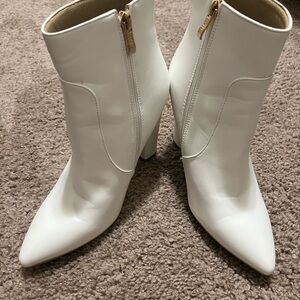 Sleek White Ankle Booties with Stiletto Heel
